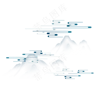 中国风冷色国潮云纹
