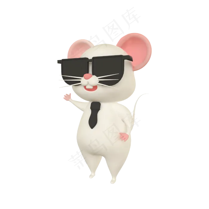 c4d戴墨镜老鼠,免抠元素(3000*3000px 300 dpi )ai矢量模版下载
