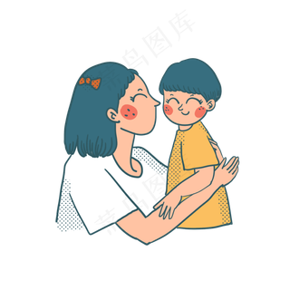 矢量免抠卡通可爱儿童节抱着孩子