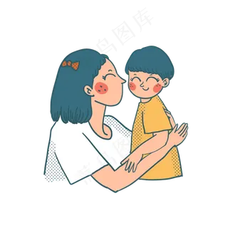矢量免抠卡通可爱儿童节抱着孩子