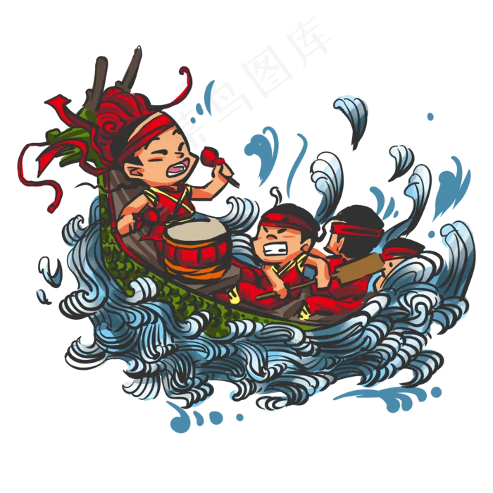 端午节红队奋力划龙舟(2000X2000(DPI:300))psd模版下载