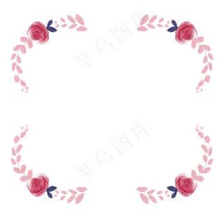粉色系玫瑰花草边框
