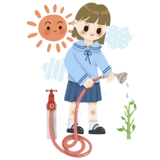 世界地球日女孩与植物