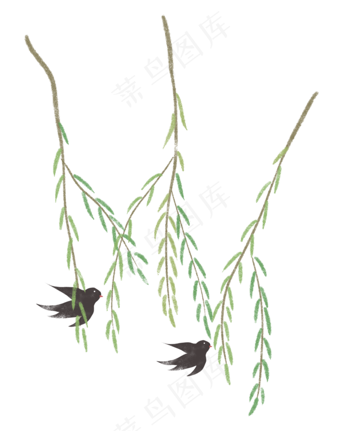 清明节柳树植物燕子柳芽(2362X2975(DPI:300))psd模版下载