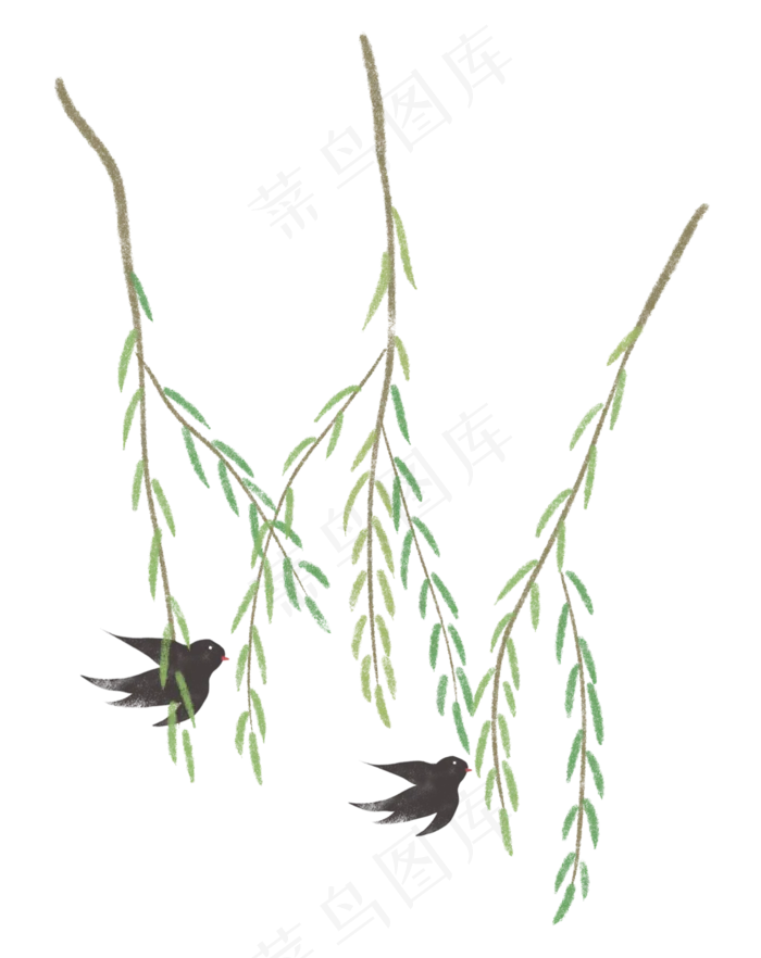 清明节柳树植物燕子柳芽(2362X2975(DPI:300))psd模版下载