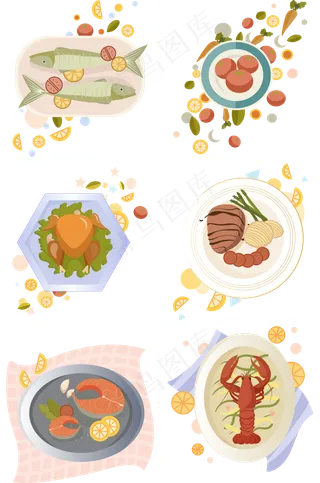 美食大全鱼虾蟹牛扒烤鸡三文鱼龙