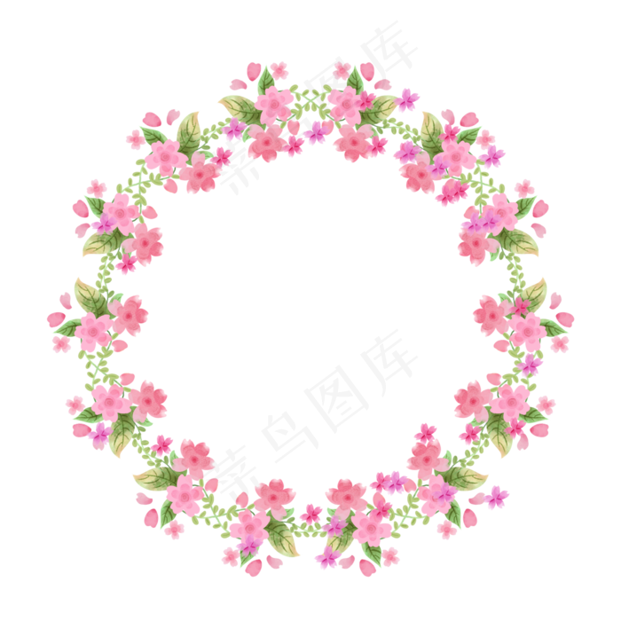 樱花花环唯美粉色碎花PNG(2000X2000(DPI:300))psd模版下载