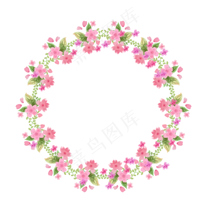 樱花花环唯美粉色碎花PNG(2000X2000(DPI:300))psd模版下载