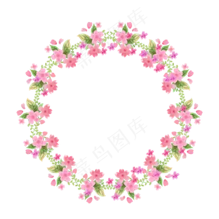 樱花花环唯美粉色碎花PNG