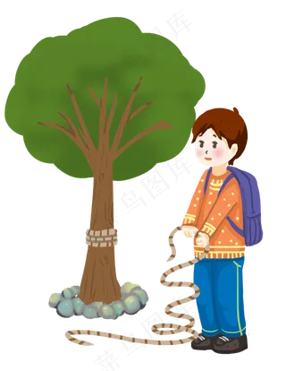 植树节浇水的小男孩