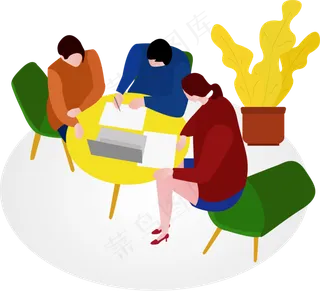 认真合作工作的人矢量素材,免抠元素