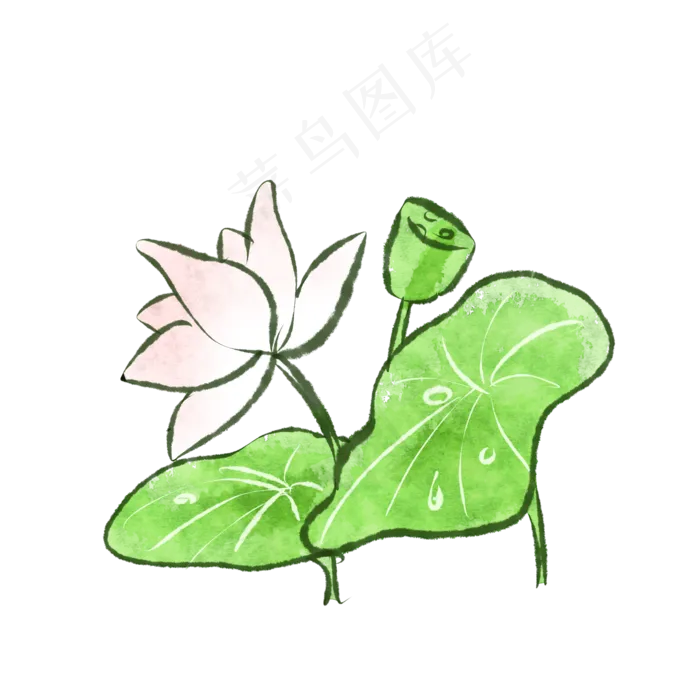 水墨水彩风格夏日荷花(2100X2100(DPI:300))psd模版下载