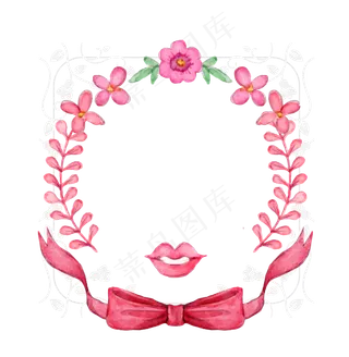 母亲节粉色水彩花卉边框