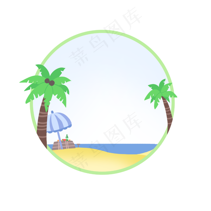 海滩椰树边框