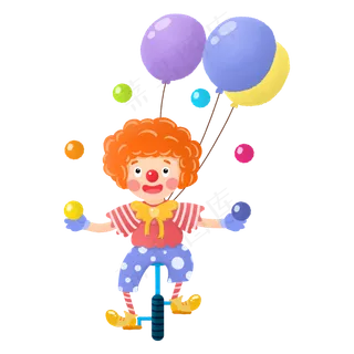 愚人节滑稽可爱小丑表演杂耍骑车,免抠元素