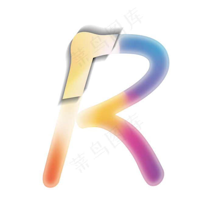 创意卡通渐变字母R(2000X2000(DPI:300))psd模版下载