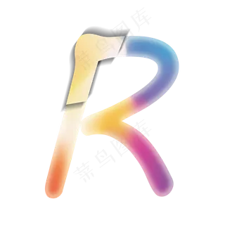 创意卡通渐变字母R