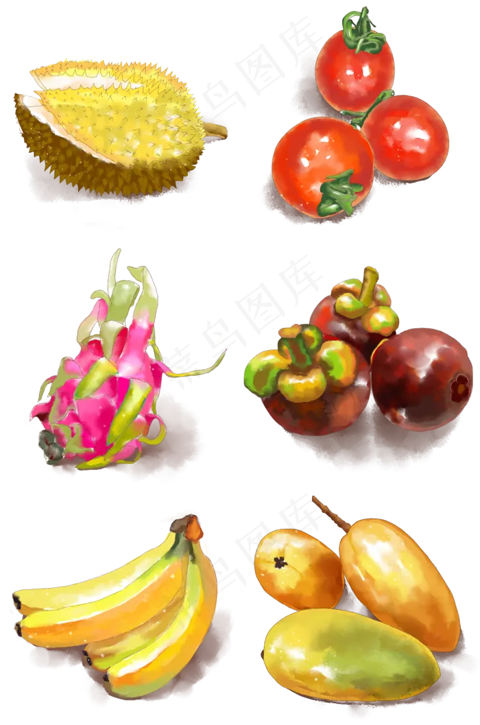水彩小清新水果系列(2000X3020(DPI:300))psd模版下载