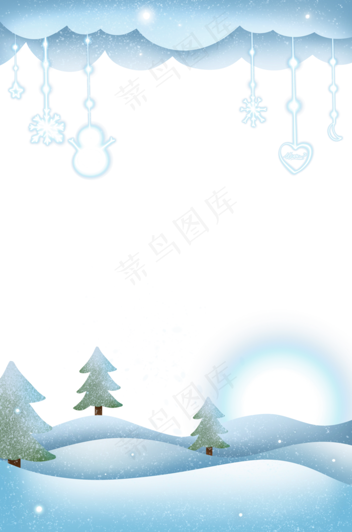 冬天剪纸风边框,免抠元素