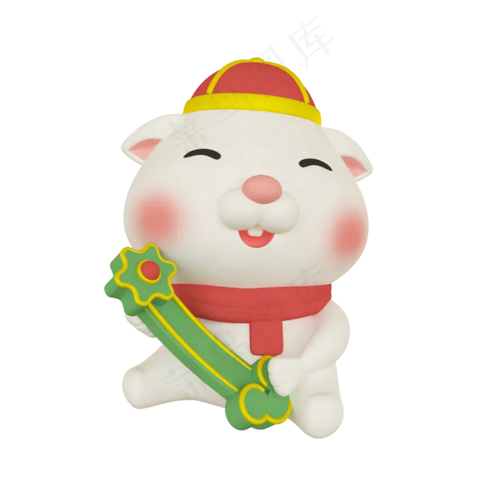 老鼠鼠年抱玉如意,免抠元素(2000X2000(DPI:300))psd模版下载