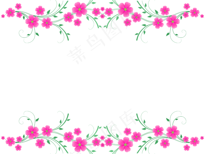 浪漫粉红花朵横幅边框(2500*1880px 72 dpi )psd模版下载