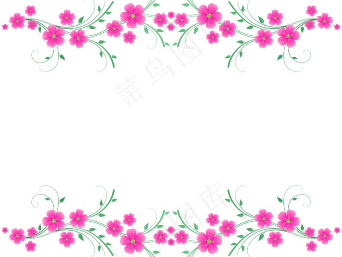 浪漫粉红花朵横幅边框(2500*1880px 72 dpi )psd模版下载