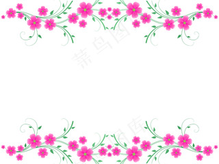 浪漫粉红花朵横幅边框
