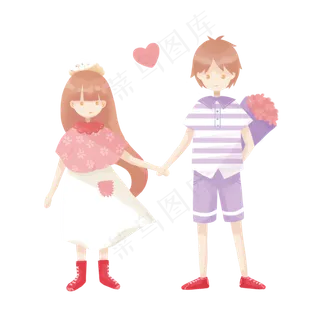 小男孩和女孩过情人节