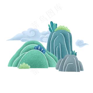 扁平风山峦山峰国潮风