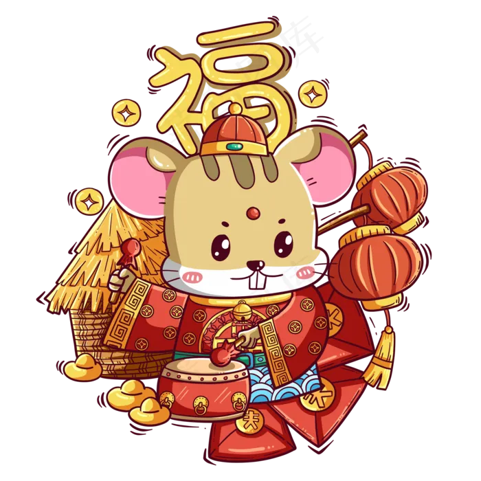 2020新春鼠年红灯笼,免抠元素(2000X2000(DPI:300))psd模版下载