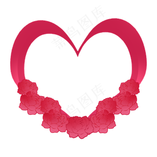七夕浪漫玫瑰爱心边框,免抠元素