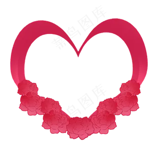 七夕浪漫玫瑰爱心边框,免抠元素