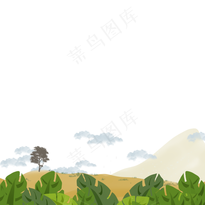装饰植物风景原野春天边框PNG(3500X3500(DPI:300))psd模版下载