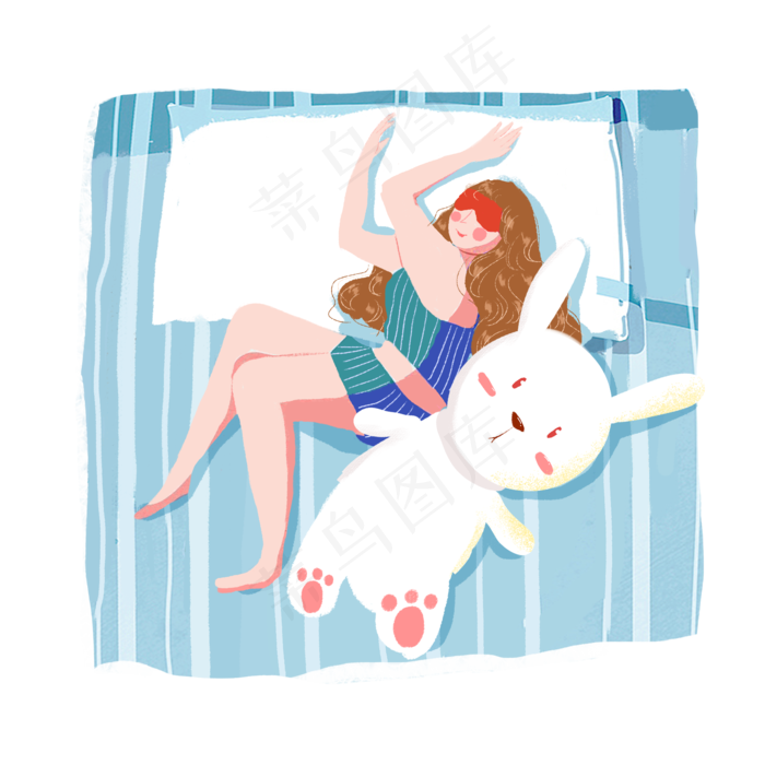 大暑睡觉晚安女孩png素材