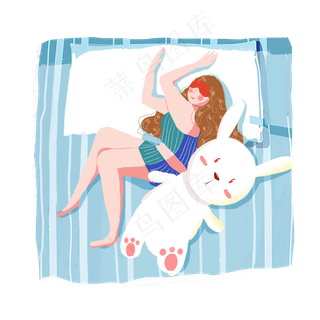 大暑睡觉晚安女孩png素材