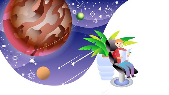 扁平科技未来世界休闲看报纸配图