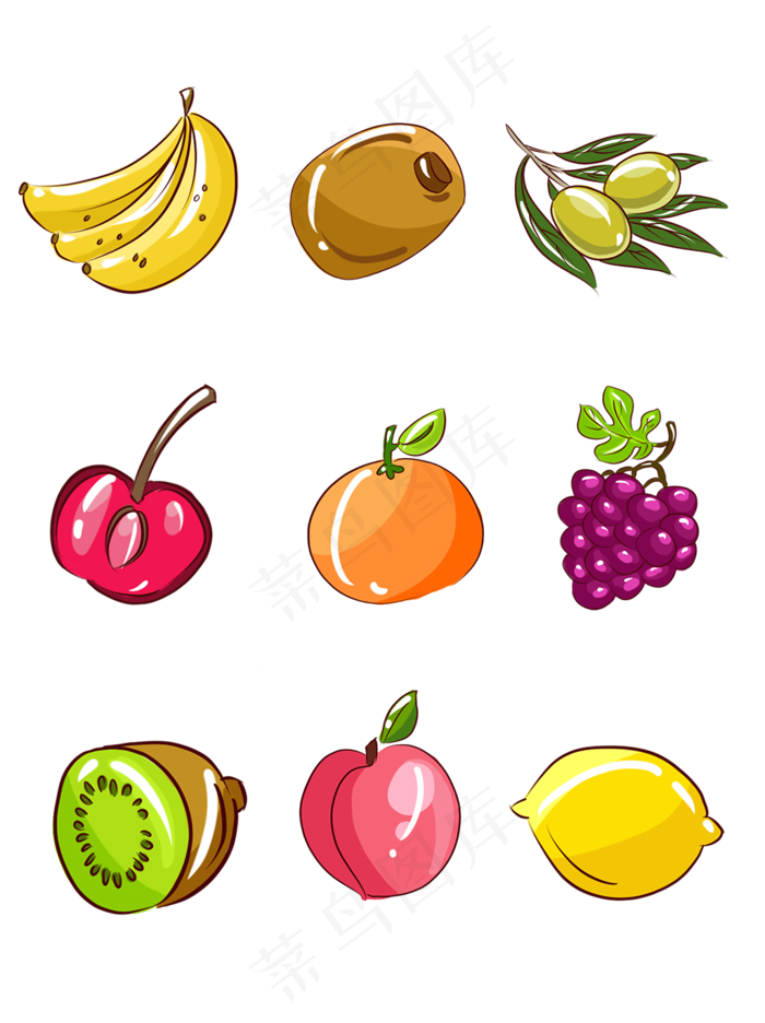 简约蔬果卡通水果小元素