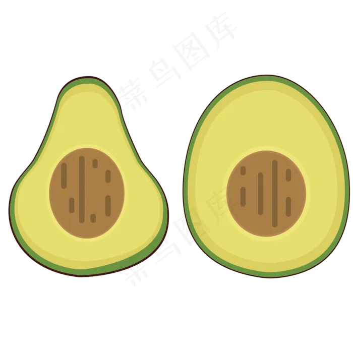 椭圆形梨形牛油果横切面矢量(2580X2463(DPI:300))ai矢量模版下载