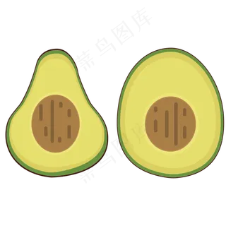 椭圆形梨形牛油果横切面矢量