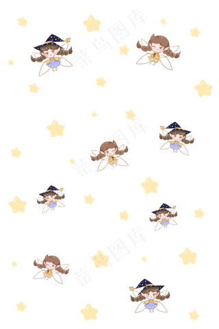 小精灵仙子蓝色星星可爱手账,免抠元素