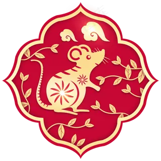 红色烫金鼠年剪纸,免抠元素