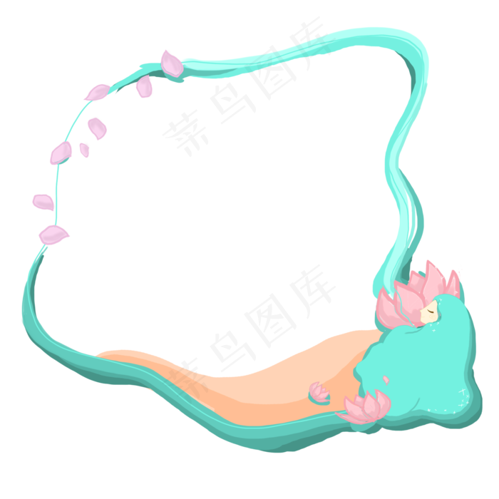 绿色美人鱼边框插画