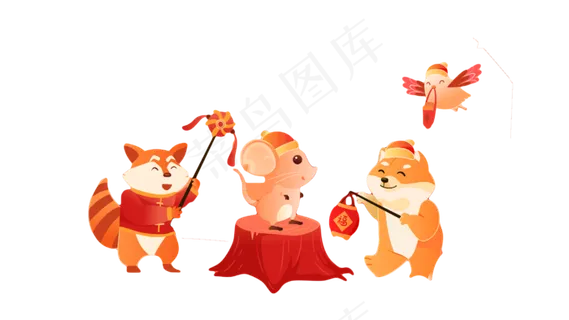 2020年鼠年新年春节,免抠元素