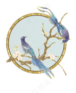 国潮七夕烫金喜鹊边框