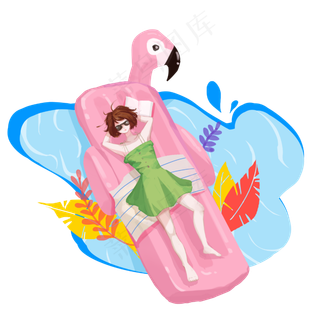 小暑乘凉游泳女孩