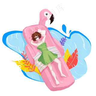 小暑乘凉游泳女孩