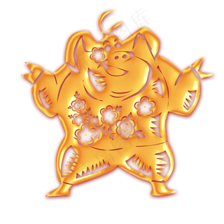 创意猪年立体剪纸设计,免抠元素