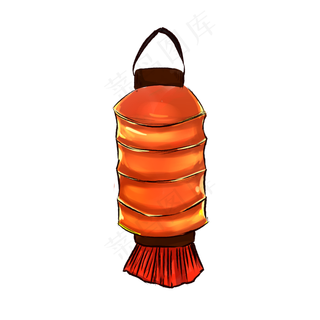 水彩水墨幽静灯笼素材,免抠元素