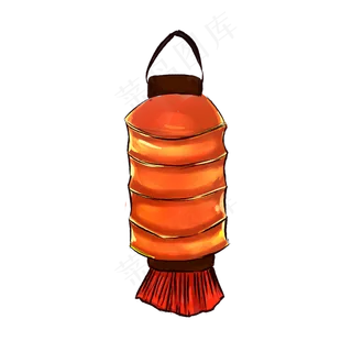 水彩水墨幽静灯笼素材,免抠元素