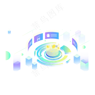 2.5D互联网贸易技术场景,免抠元素